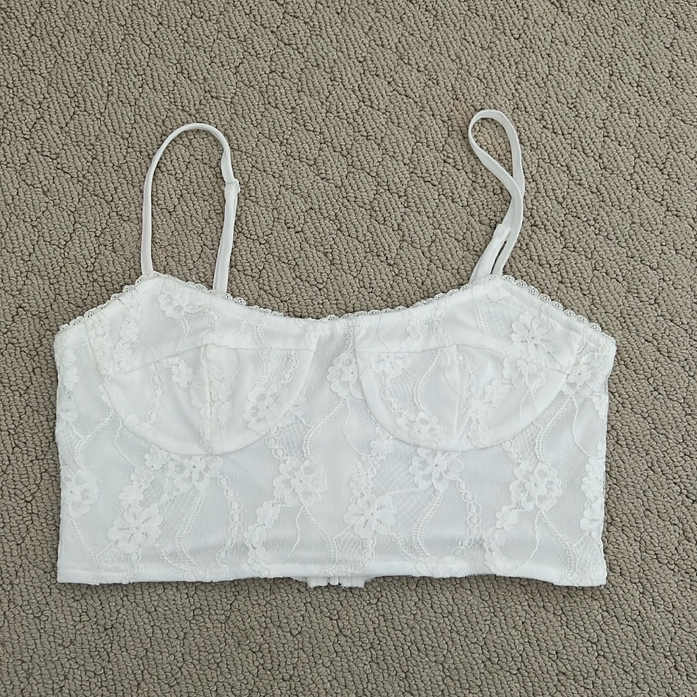 Superdown white lace top